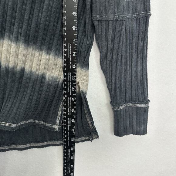 We The Free People Sunset Tee Womens Small Gray Striped LS Ribbed Grunge Beach - Picture 8 of 12